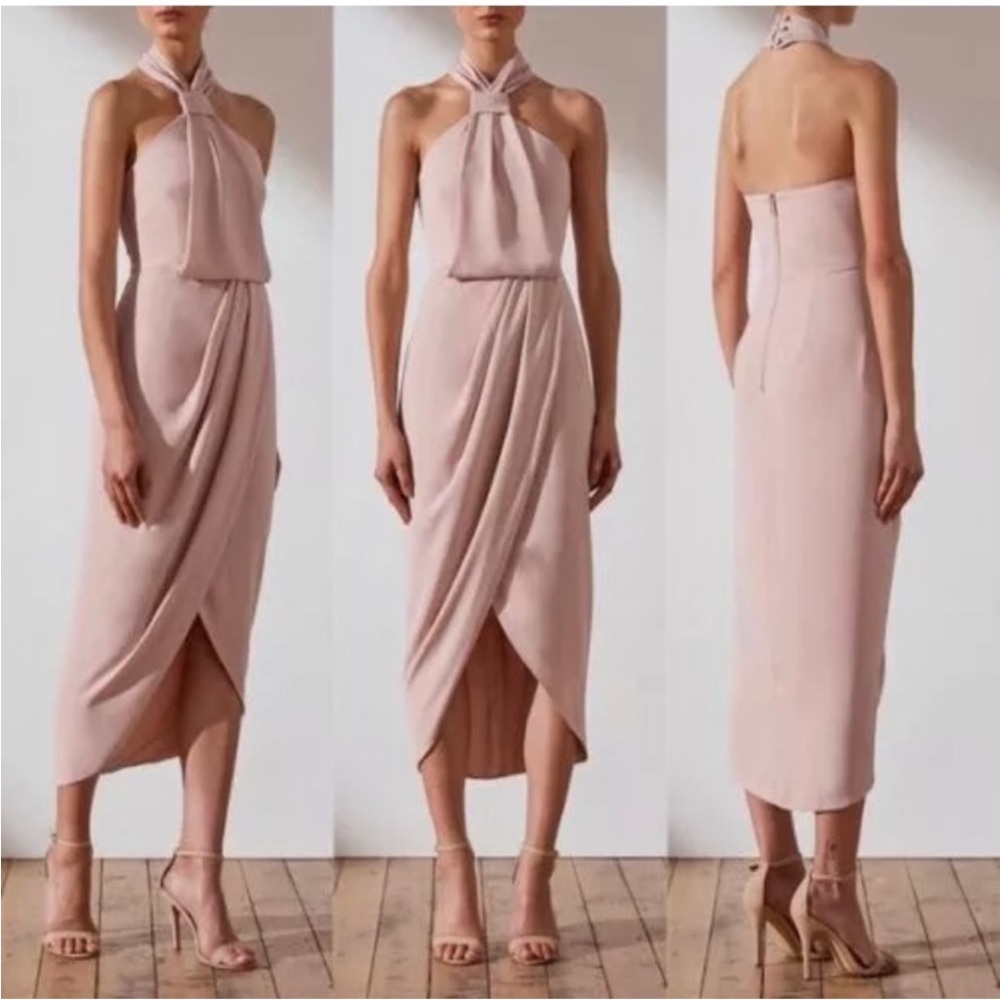NEW Shona Joy knot dress ballet pink midi dress 8